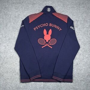 Psycho Bunny Track Jacket Mens Medium Navy Blue Banque Nationale Tennis CA‎ Zip